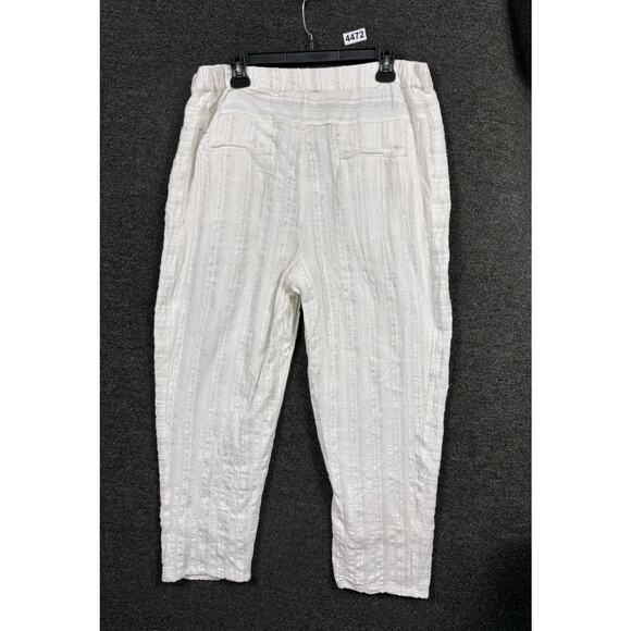 Hei Hei by Anthropologie Cropped Pants Womens Size M Ivory Casual Trouser Linen - Picture 1 of 6